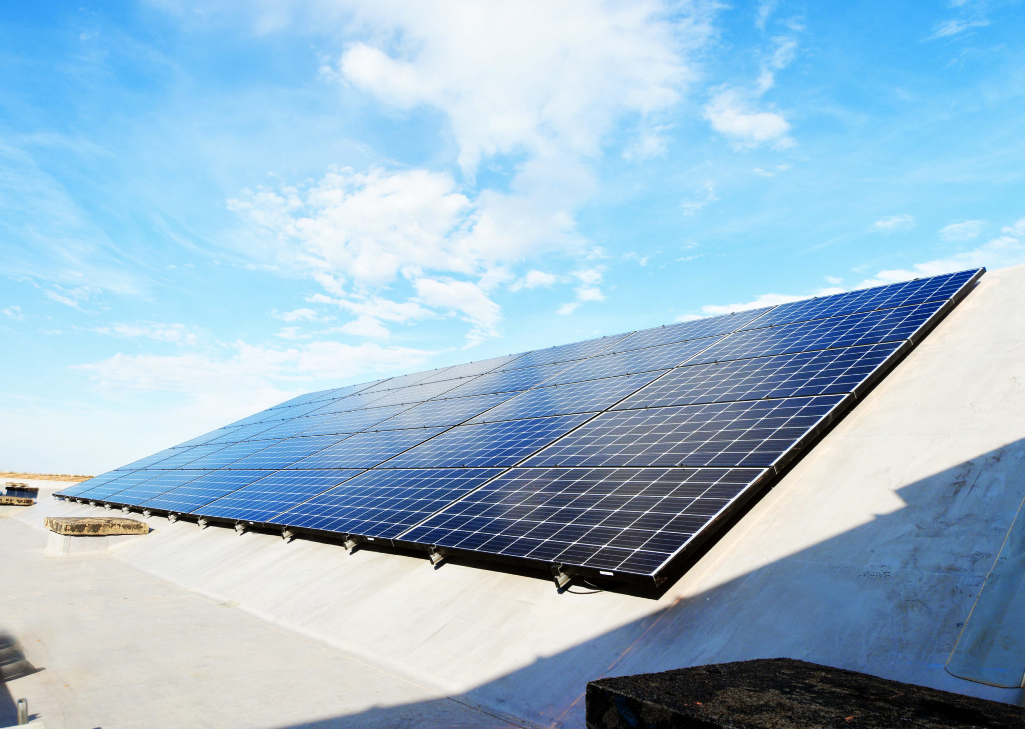 Picture of Bluestem's Rail Commercer Roof Solar Panels Project.